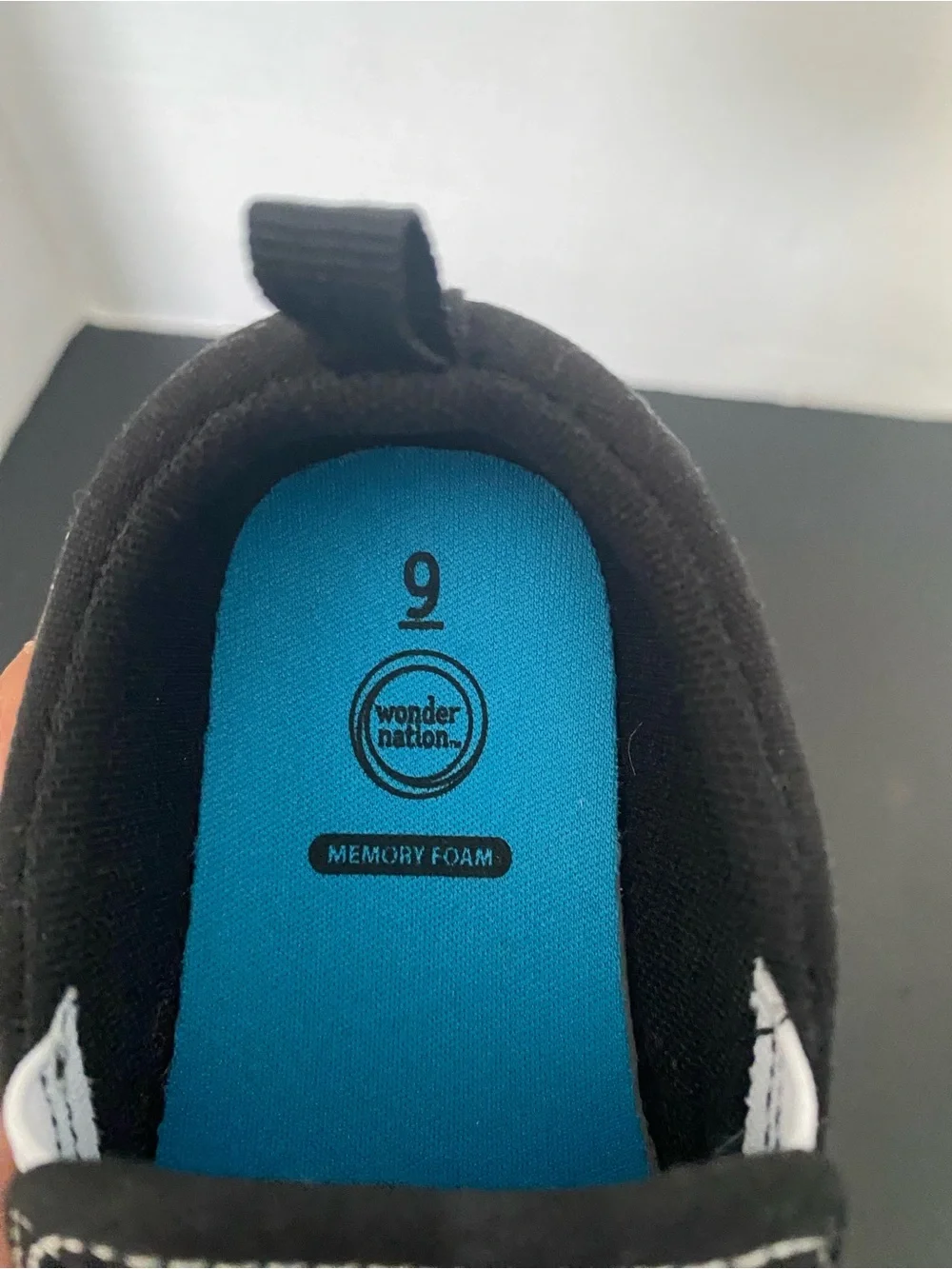 Wonder Nation Kids Slip-On Canvas Shoes in Black/White Soles Size: 6T